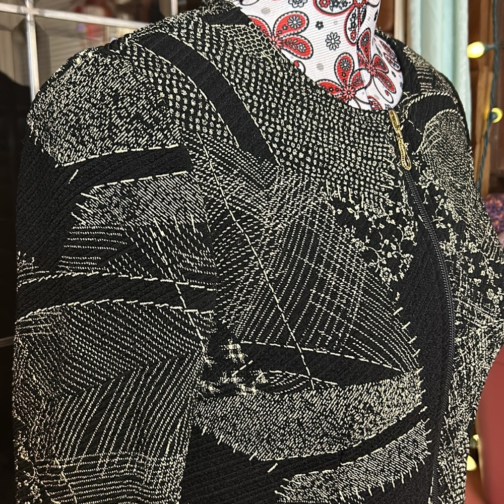 Joseph Ribkoff Abstract Geometric Patchwork Zip Jacket 10 - Picture 2 of 10